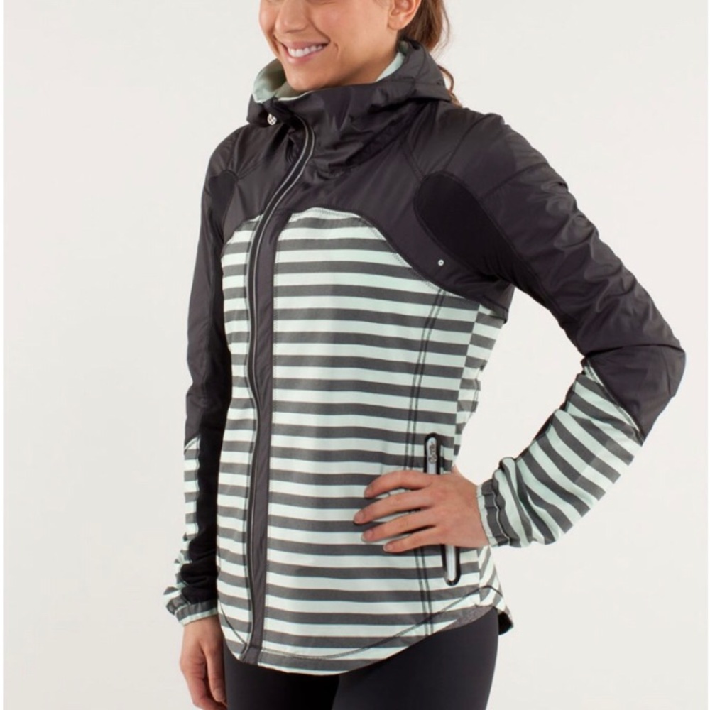 lululemon athletica Black and Gray Striped Utility Jacket